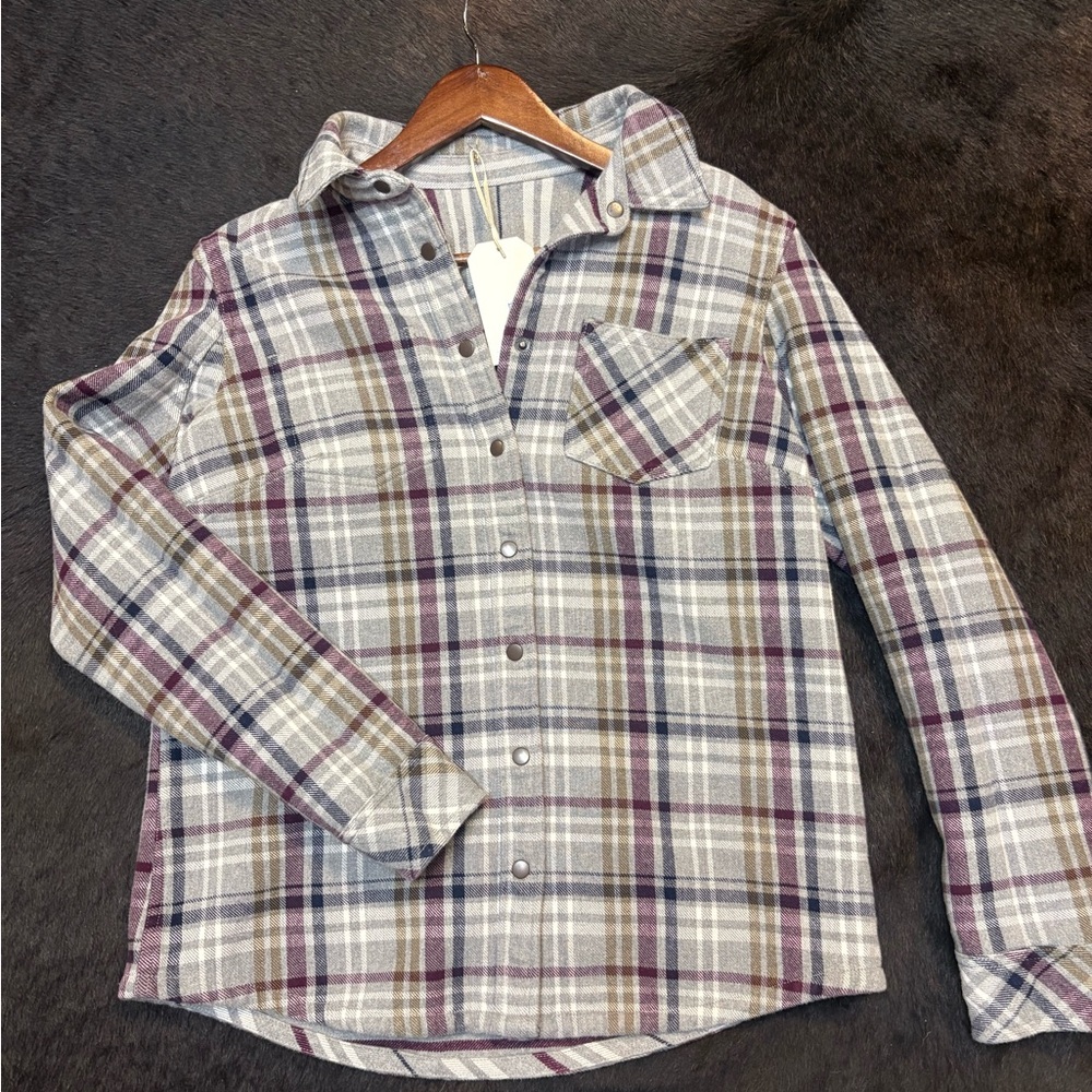 American Vintage Plaid Jacket in Gray and Purple